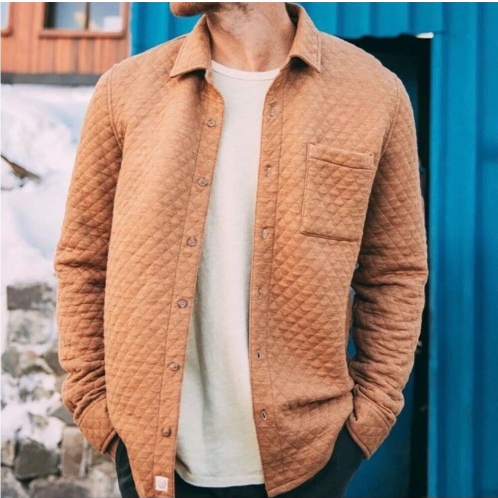 Marine Layer Tan Quilted Shirt Jacket